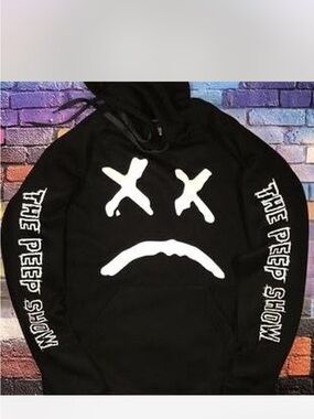 Black Hoodie Sweater with White Graphic